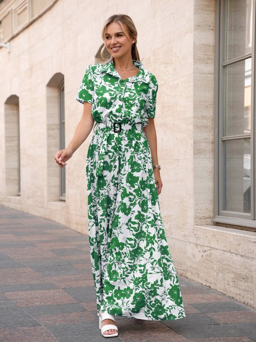 Сукня максі ISSA Plus модель 14760_белый_зеленый Фото