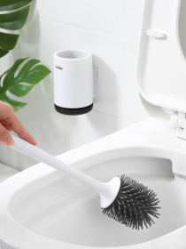 Йоржик з силіконовою щіткою клейкий настінний білий з чорним MBM HOME модель BP-12 WHITE/BLACK Фото