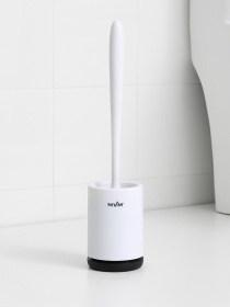 Йоржик з силіконовою щіткою клейкий настінний білий з чорним MBM HOME модель BP-12 WHITE/BLACK Фото