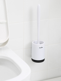 Ершик с силиконовой щеткой клеящийся настенный белый с черным MBM HOME модель BP-12 WHITE/BLACK Фото