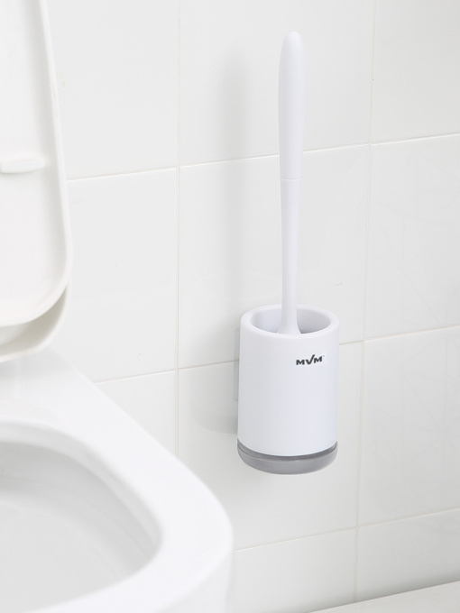 Йоржик з силіконовою щіткою клейкий настінний білий з сірим MBM MY HOME модель BP-12 WHITE/GRAY Фото