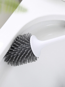 Ершик с силиконовой щеткой клеящийся настенный белый с серым MBM HOME модель BP-12 WHITE/GRAY Фото