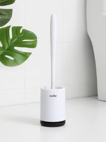 Ершик с силиконовой щеткой напольный белый с черным MBM MY HOME модель BP-13 WHITE/BLACK Фото