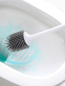 Ершик с силиконовой щеткой напольный белый с черным MBM MY HOME модель BP-13 WHITE/BLACK Фото