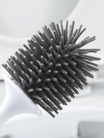 Ершик с силиконовой щеткой напольный белый с черным MBM MY HOME модель BP-13 WHITE/BLACK Фото