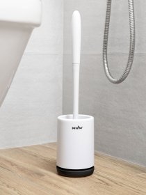 Ершик с силиконовой щеткой напольный белый с черным MBM MY HOME модель BP-13 WHITE/BLACK Фото