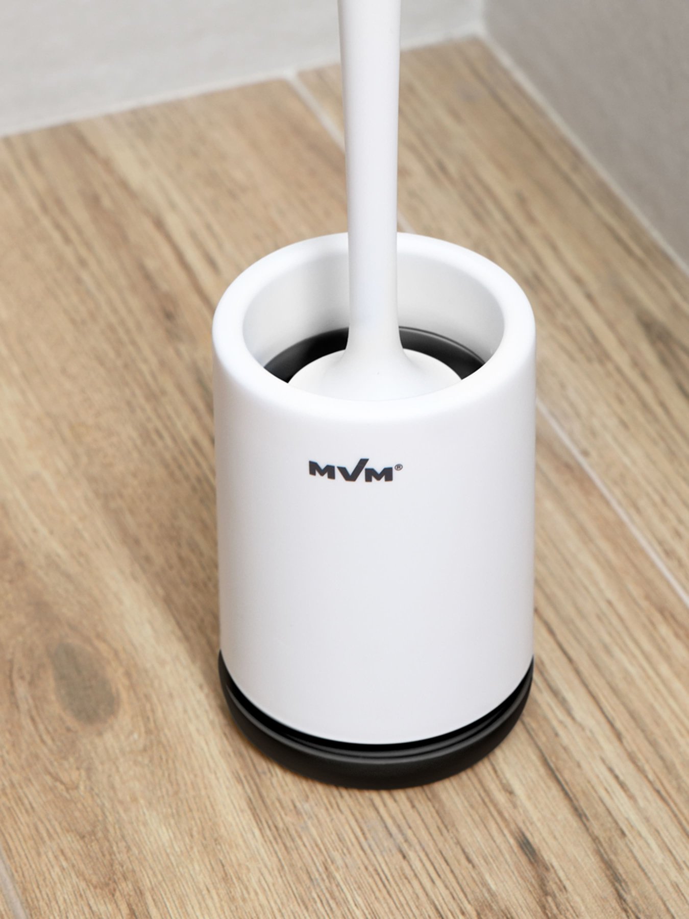 Ершик с силиконовой щеткой напольный белый с черным MBM HOME модель BP-13 WHITE/BLACK Фото