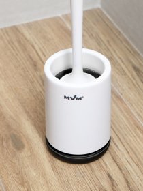 Ершик с силиконовой щеткой напольный белый с черным MBM HOME модель BP-13 WHITE/BLACK Фото