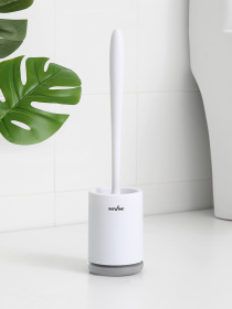 Ершик с силиконовой щеткой напольный белый с серым MBM MY HOME модель BP-13 WHITE/GRAY Фото