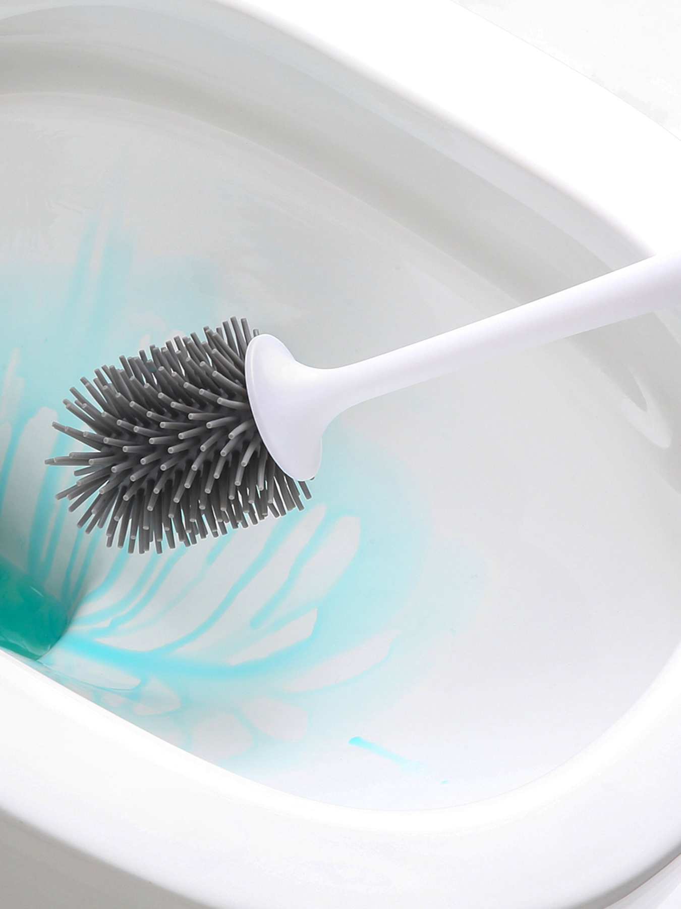 Йоржик з силіконовою щіткою підлоговий білий з сірим MBM HOME модель BP-13 WHITE/GRAY Фото