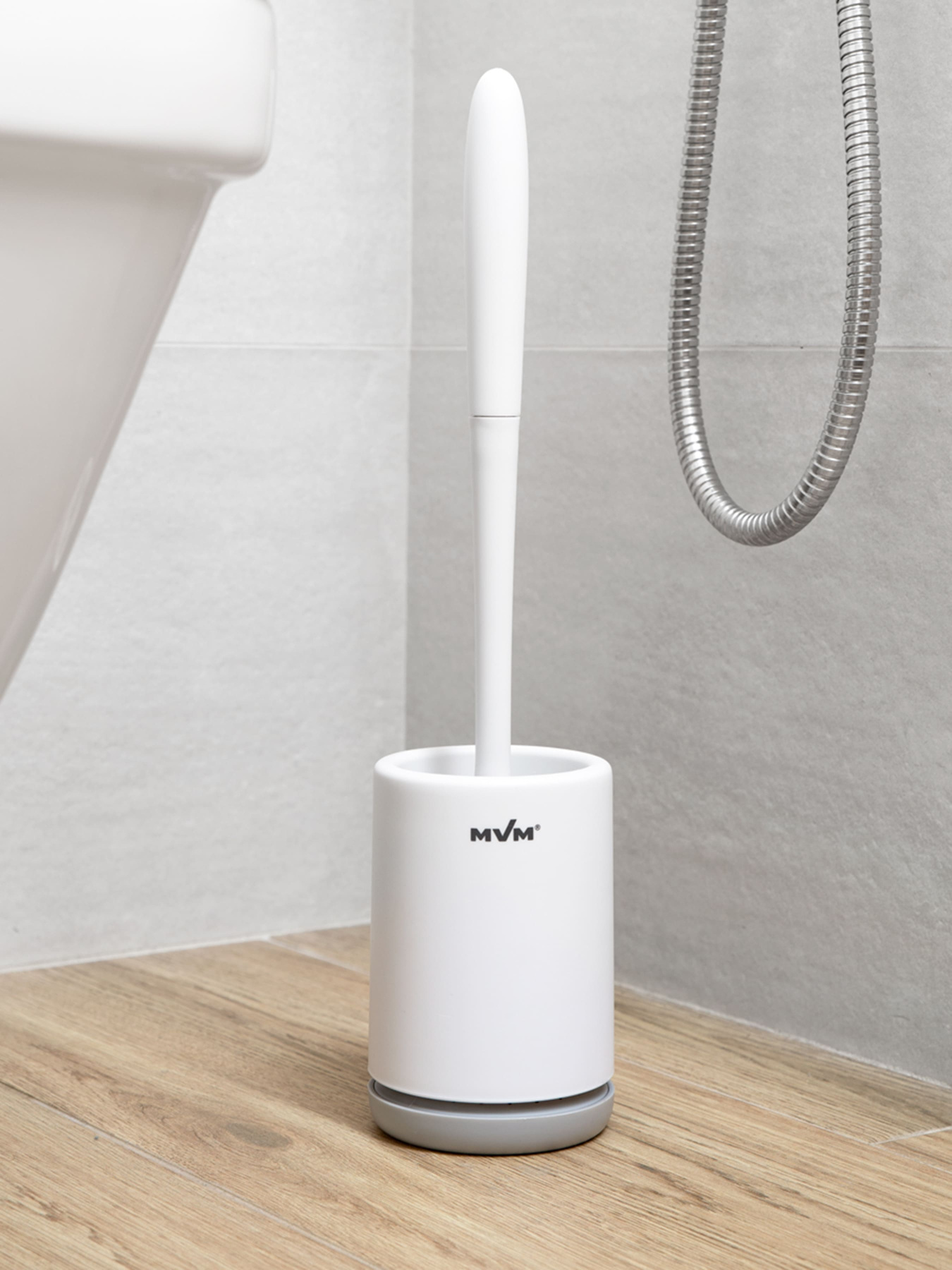 Йоржик з силіконовою щіткою підлоговий білий з сірим MBM HOME модель BP-13 WHITE/GRAY Фото