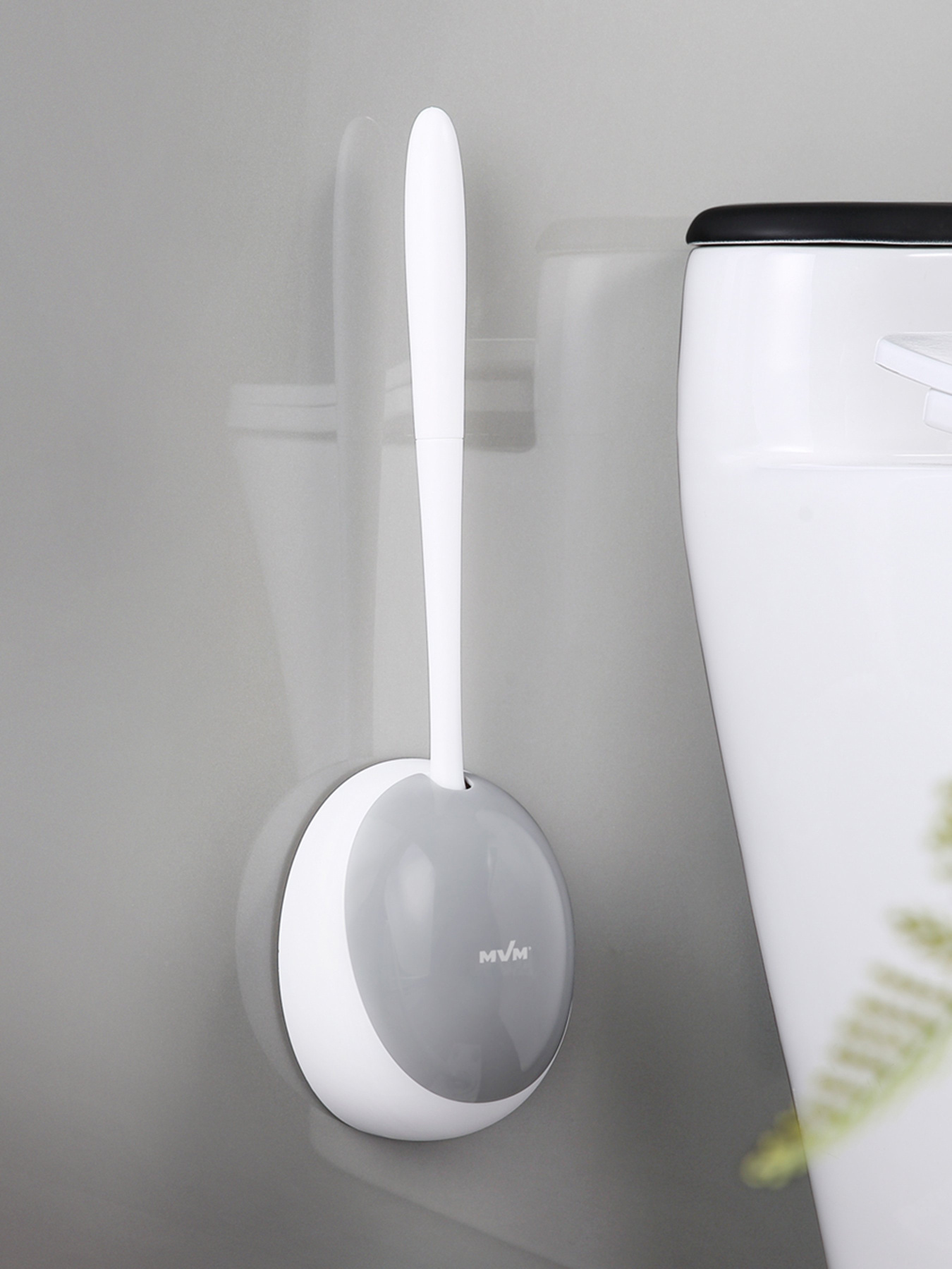 Ершик с силиконовой щеткой клеящийся настенный белый с серым MBM MY HOME модель BP-21 WHITE/GRAY Фото