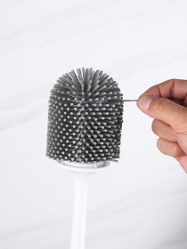 Ершик с силиконовой щеткой клеящийся настенный белый с серым MBM MY HOME модель BP-21 WHITE/GRAY Фото