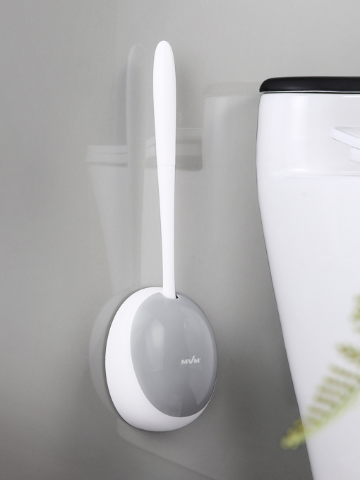 Йоржик з силіконовою щіткою клейкий настінний білий з сірим MBM MY HOME модель BP-21 WHITE/GRAY Фото