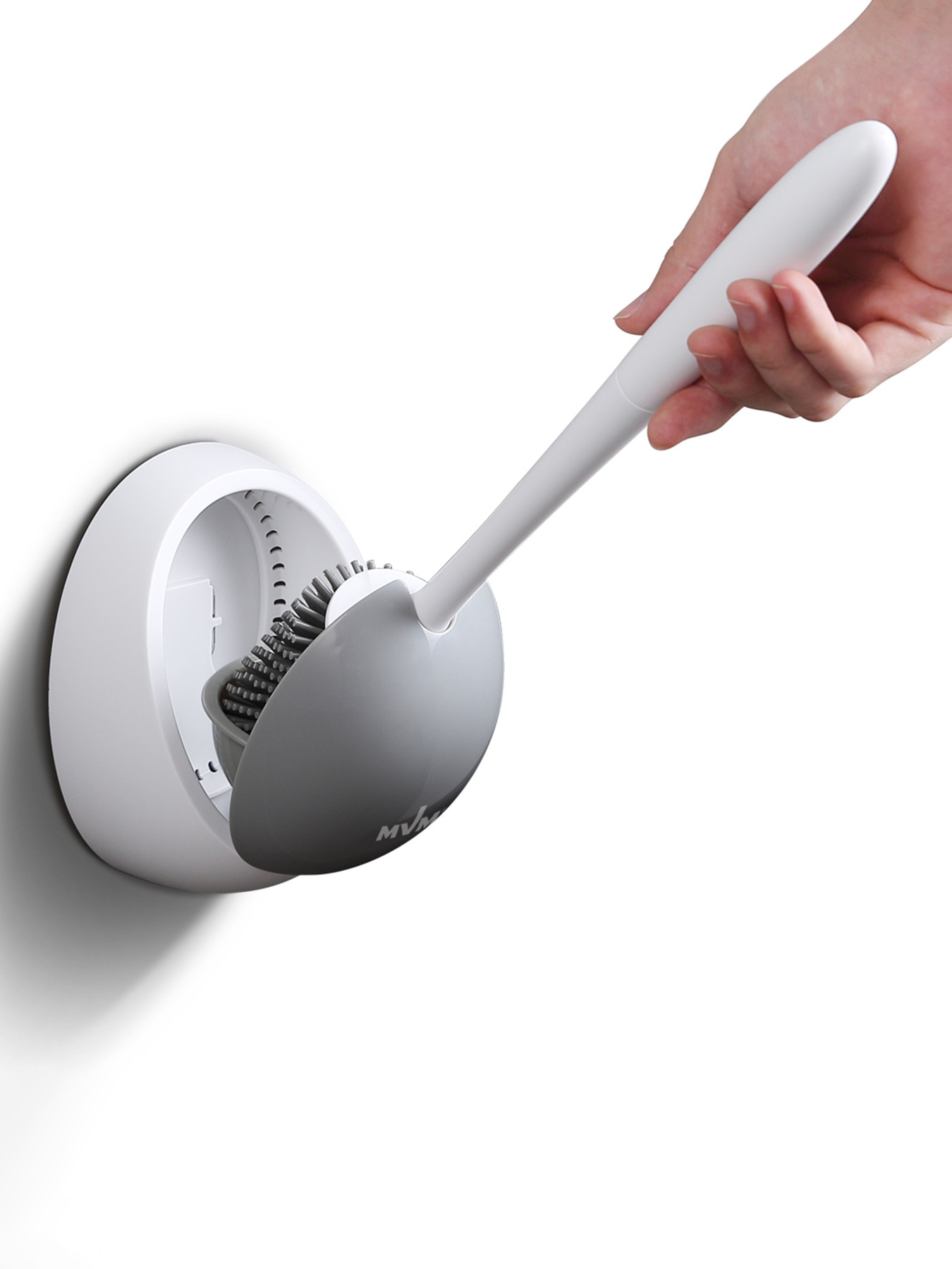 Йоржик з силіконовою щіткою клейкий настінний білий з сірим MBM HOME модель BP-21 WHITE/GRAY Фото