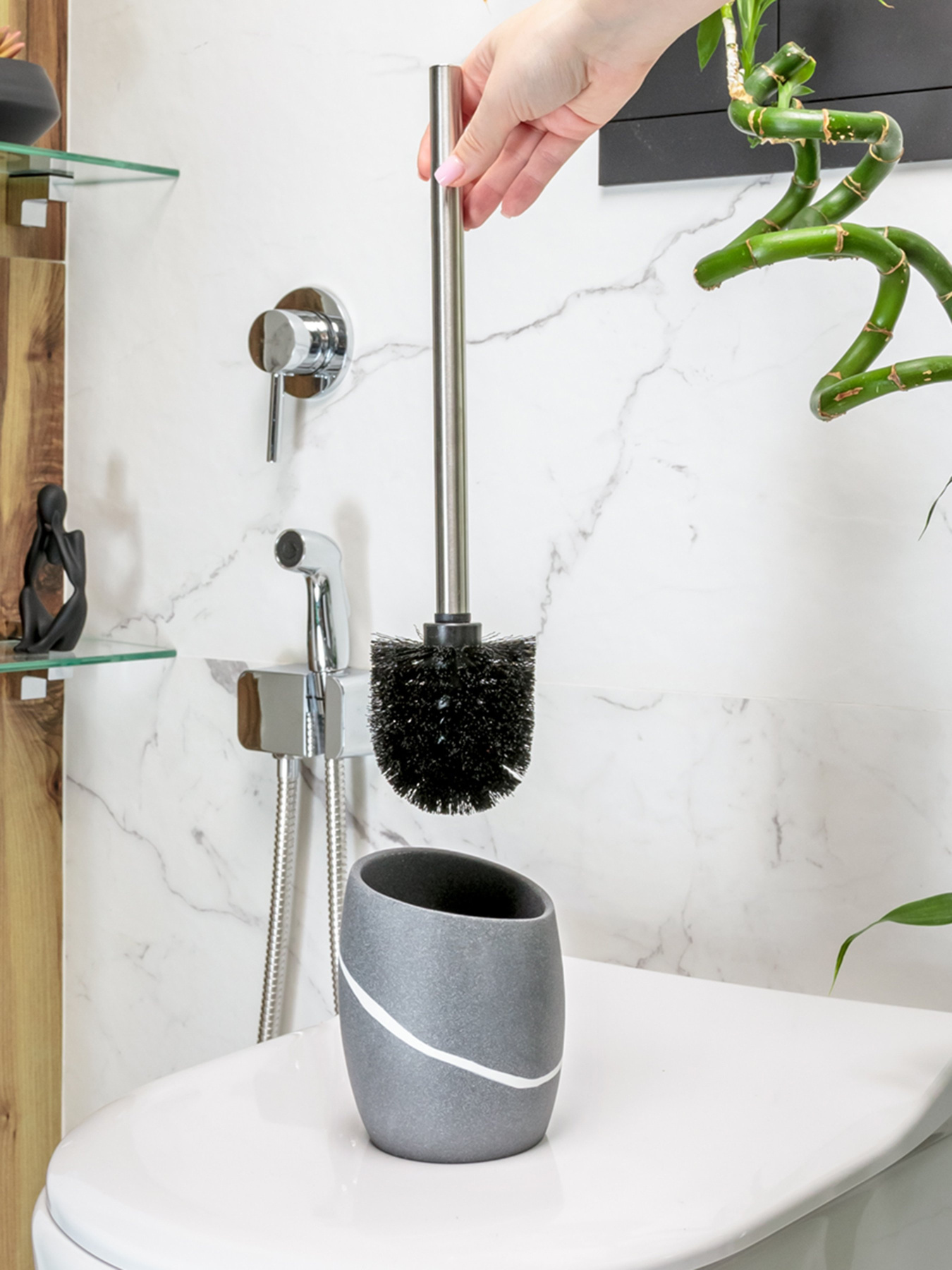 Йоржик для унітазу сірий Crimea MBM HOME модель BA-14 GRAY Фото