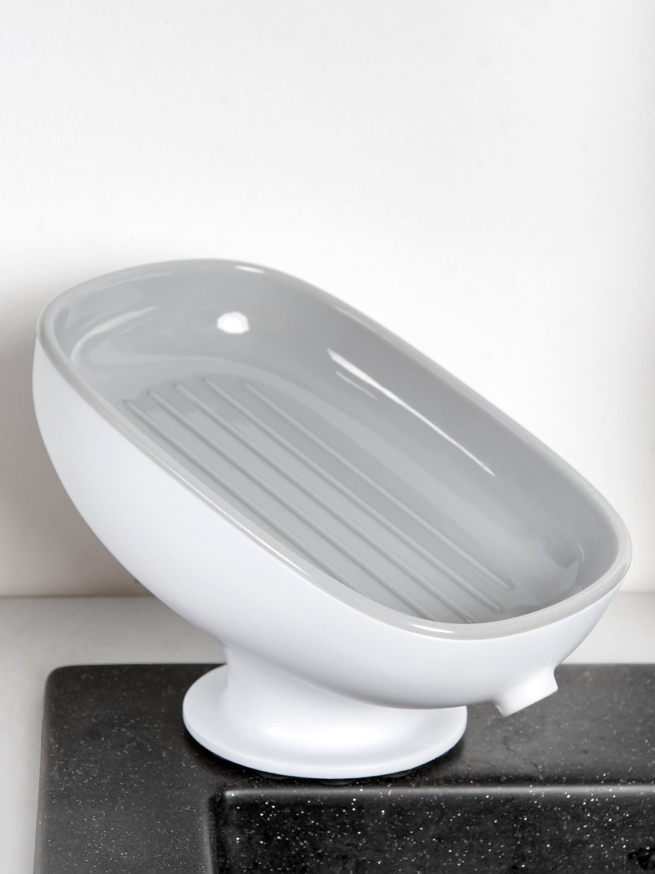 Мыльница на присоске белая с серым MBM MY HOME модель BP-38 WHITE/GRAY Фото