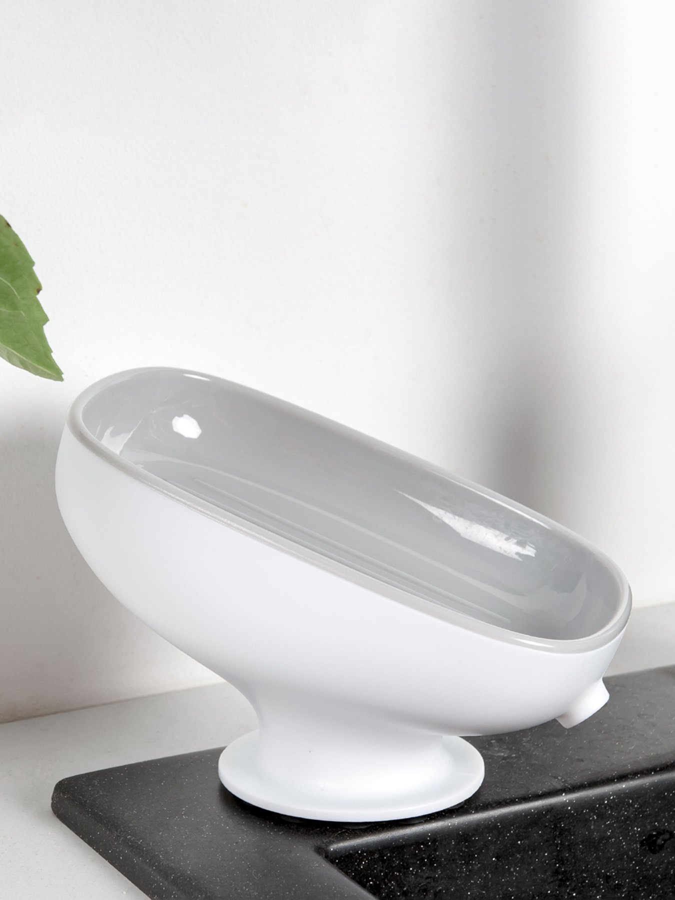 Мыльница на присоске белая с серым MBM MY HOME модель BP-38 WHITE/GRAY Фото