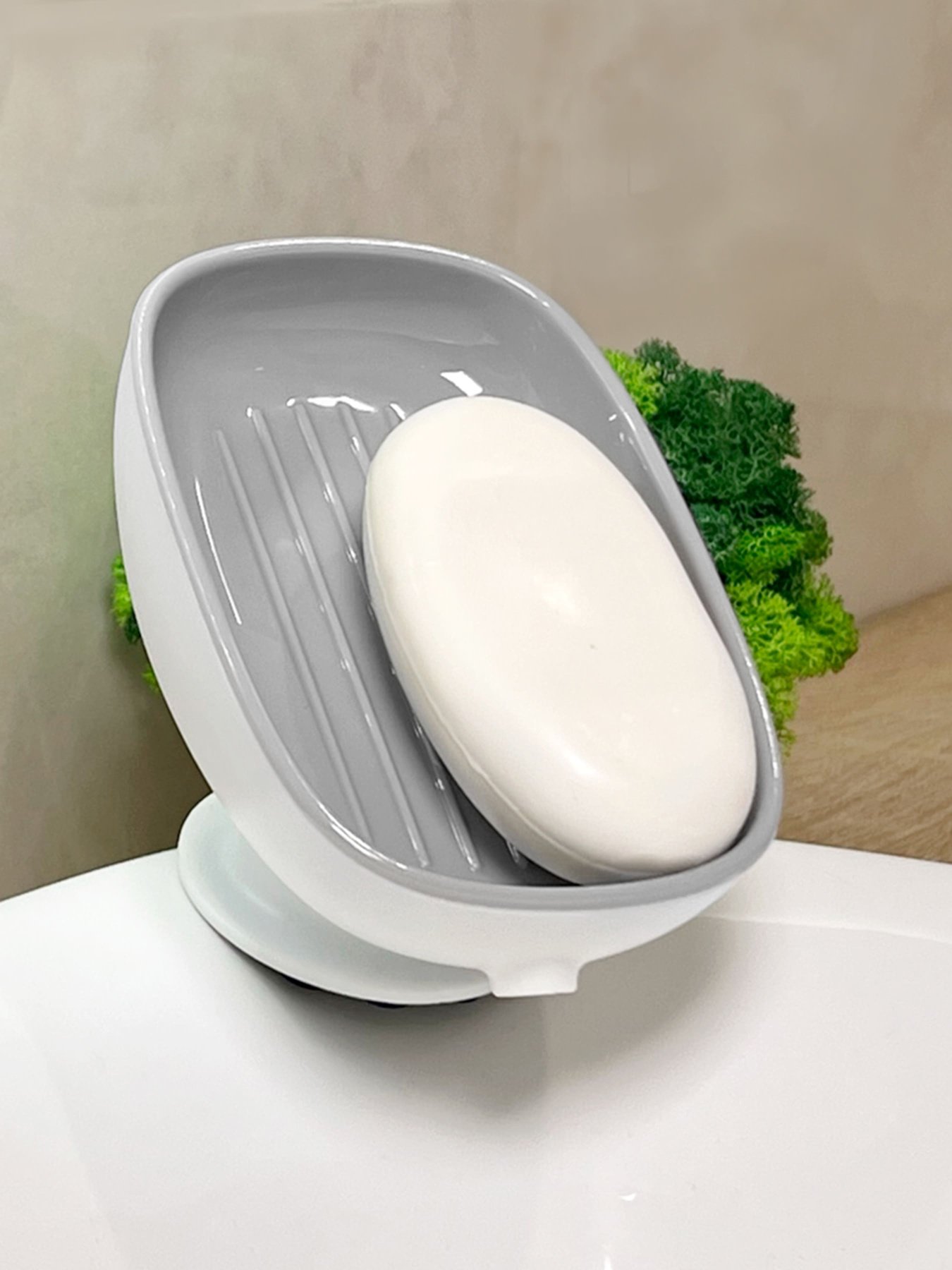 Мыльница на присоске белая с серым MBM HOME модель BP-38 WHITE/GRAY Фото