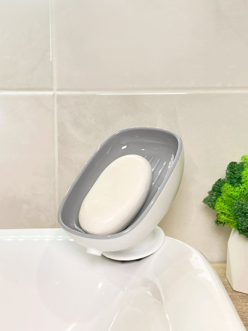 Мыльница на присоске белая с серым MBM HOME модель BP-38 WHITE/GRAY Фото