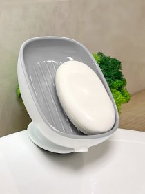 Мыльница на присоске белая с серым MBM HOME модель BP-38 WHITE/GRAY Фото