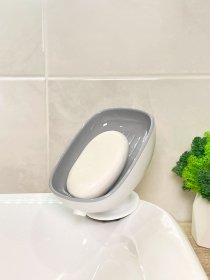 Мыльница на присоске белая с серым MBM HOME модель BP-38 WHITE/GRAY Фото