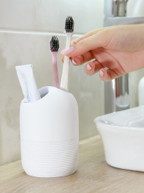 Подставка для зубных щеток и пасты белая Boston MBM MY HOME модель BA-03 WHITE Фото