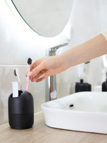 Підставка для зубних щіток та пасти чорна Boston MBM HOME модель BA-03 BLACK Фото