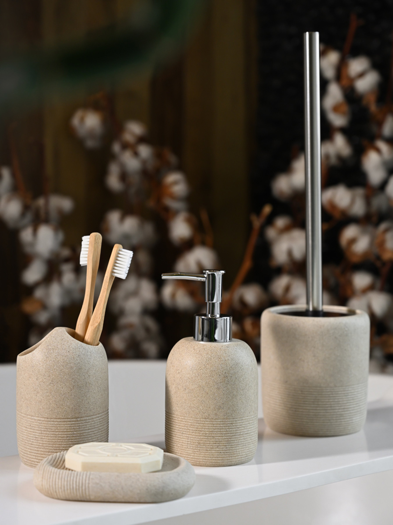 Подставка для зубных щеток и пасты бежевая Boston MBM MY HOME модель BA-03 BEIGE Фото