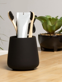 Підставка для зубних щіток та пасти чорна Jersey MBM HOME модель BA-16 BLACK Фото