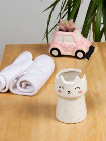 Подставка для зубных щеток и пасты белая Cute Cat MBM MY HOME модель BA-21 WHITE Фото