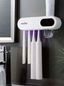 Органайзер для зубных щеток и пасты со стерилизатором клеящийся MBM MY HOME модель BP-36 WHITE Фото