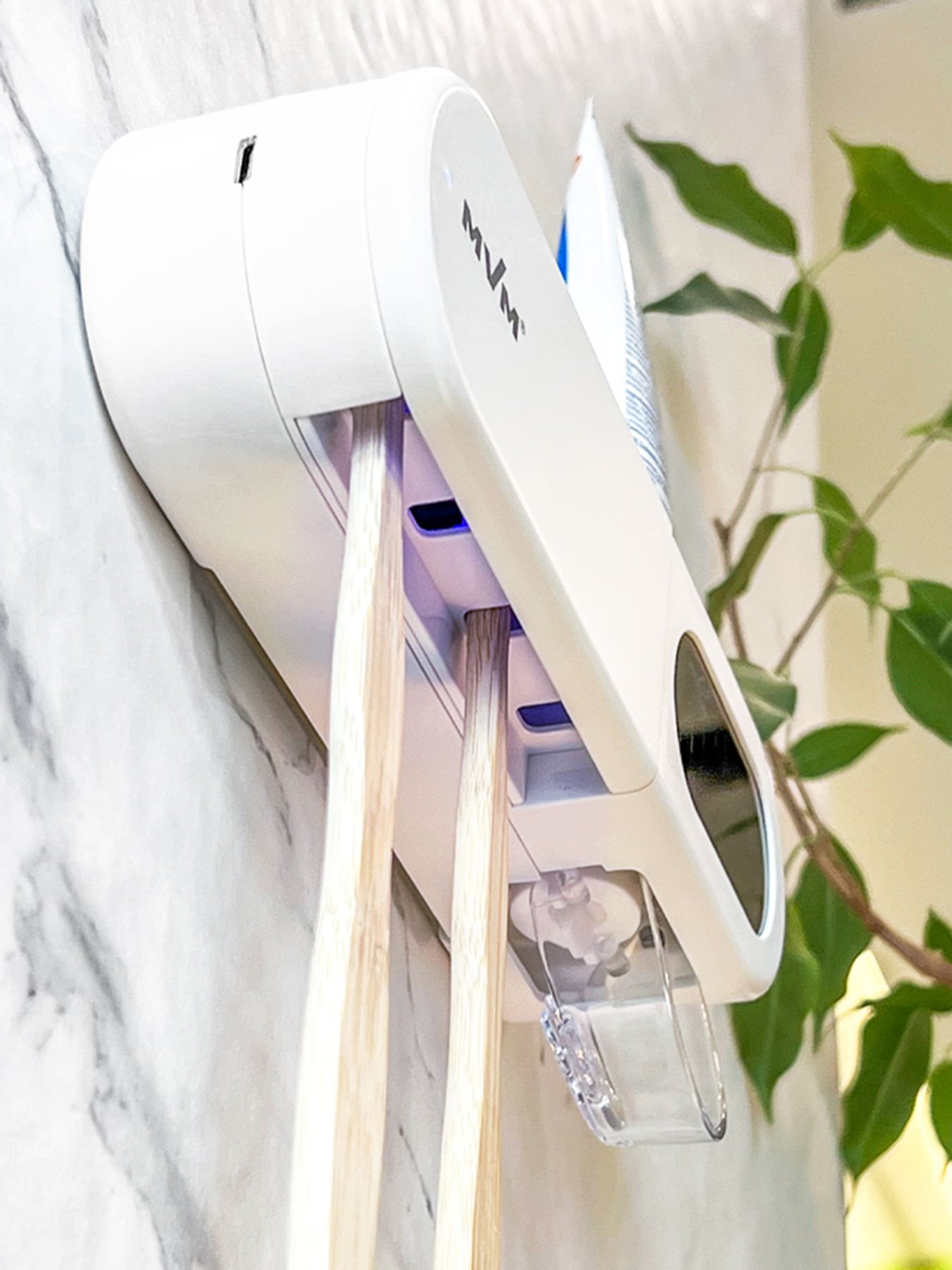 Органайзер для зубних щіток та пасти зі стерилізатором клейкий MBM HOME модель BP-36 WHITE Фото