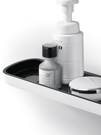 Полка большая клеящаяся белая с черным MBM MY HOME модель BP-18 WHITE/BLACK Фото