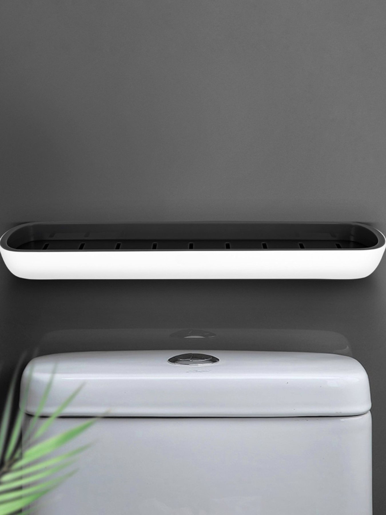 Полиця велика клейка біла з чорним MBM HOME модель BP-18 WHITE/BLACK Фото