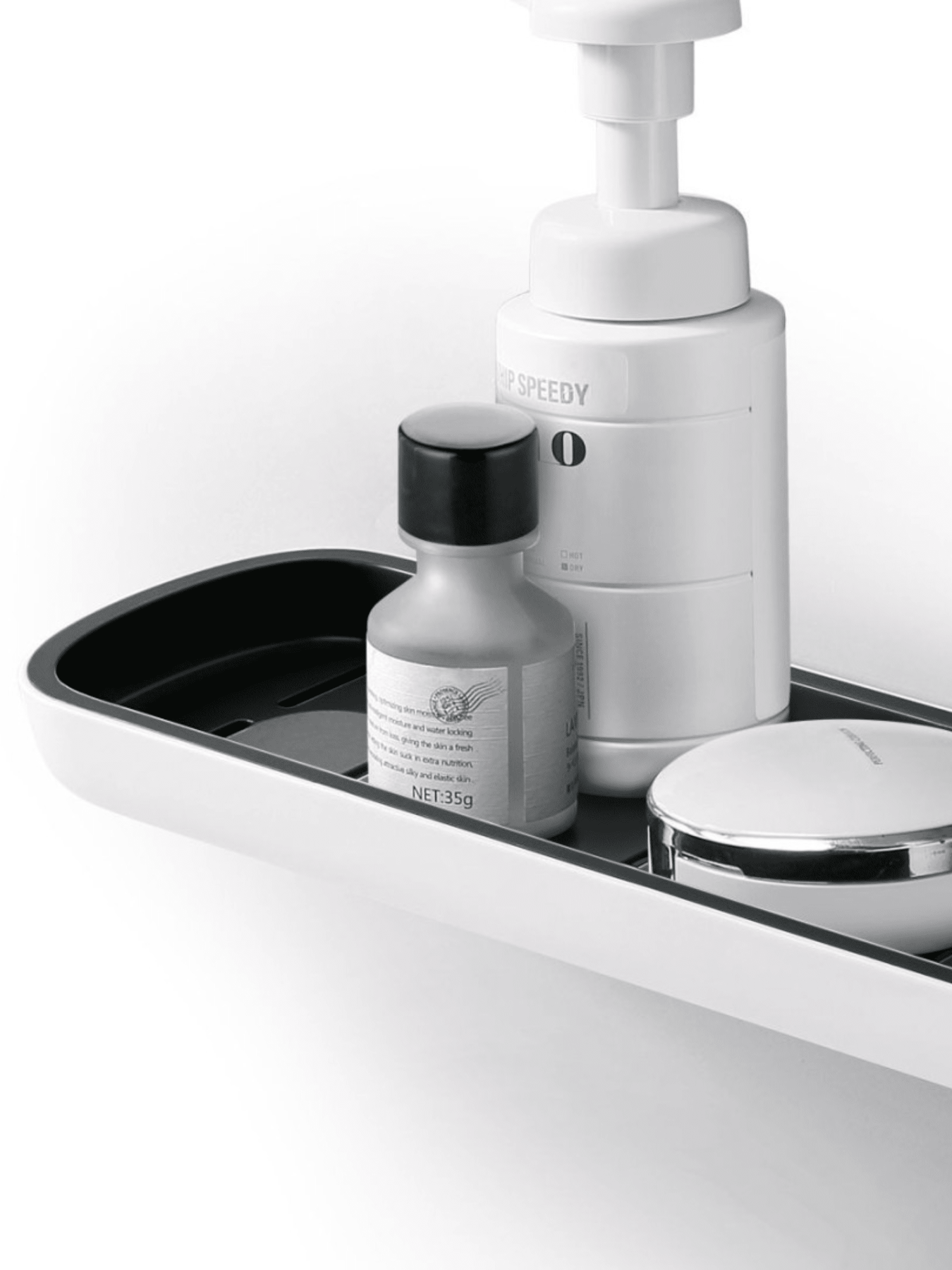 Полиця велика клейка біла з чорним MBM HOME модель BP-18 WHITE/BLACK Фото