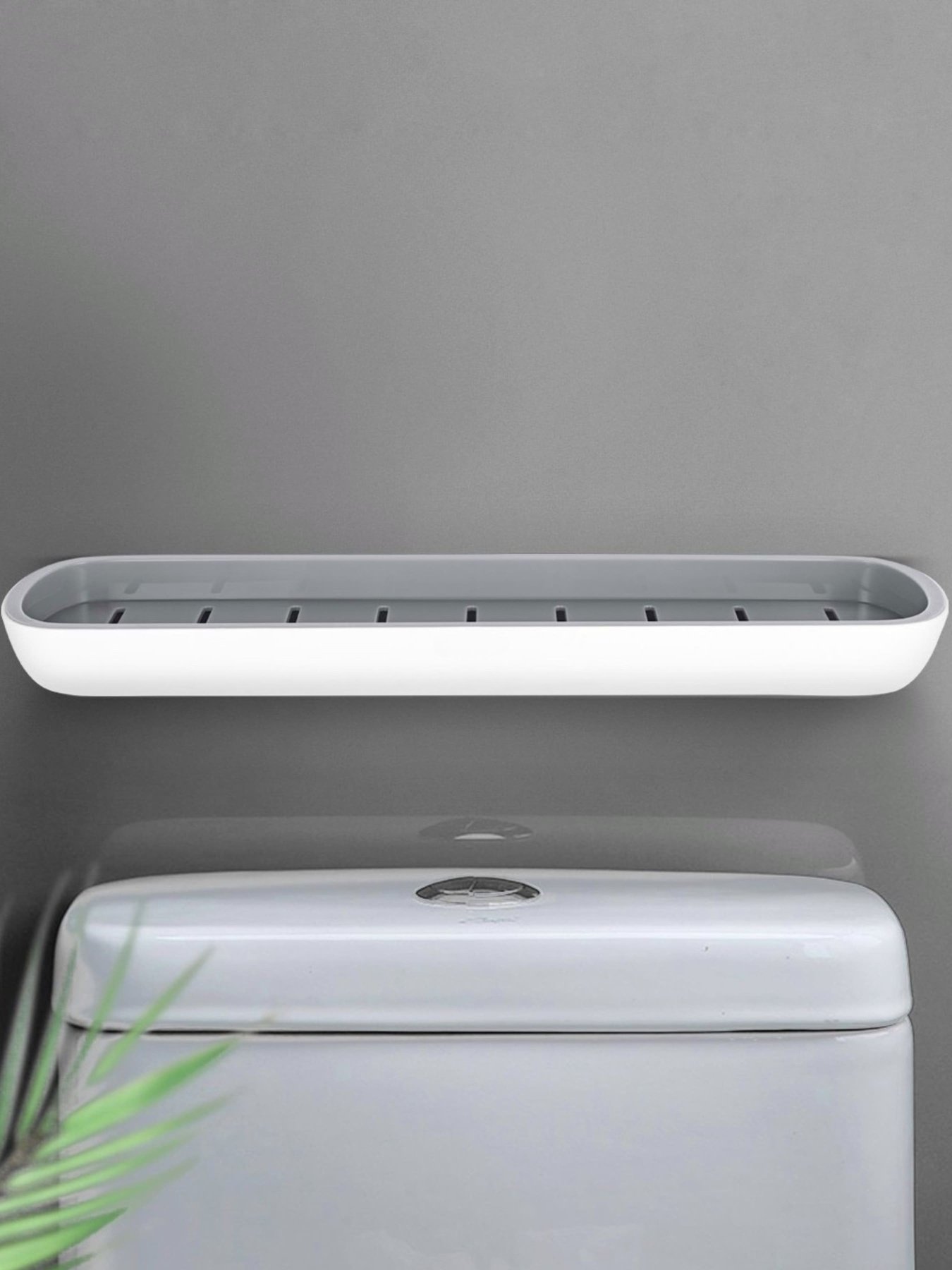 Полка большая клеящаяся белая с серым MBM MY HOME модель BP-18 WHITE/GRAY Фото