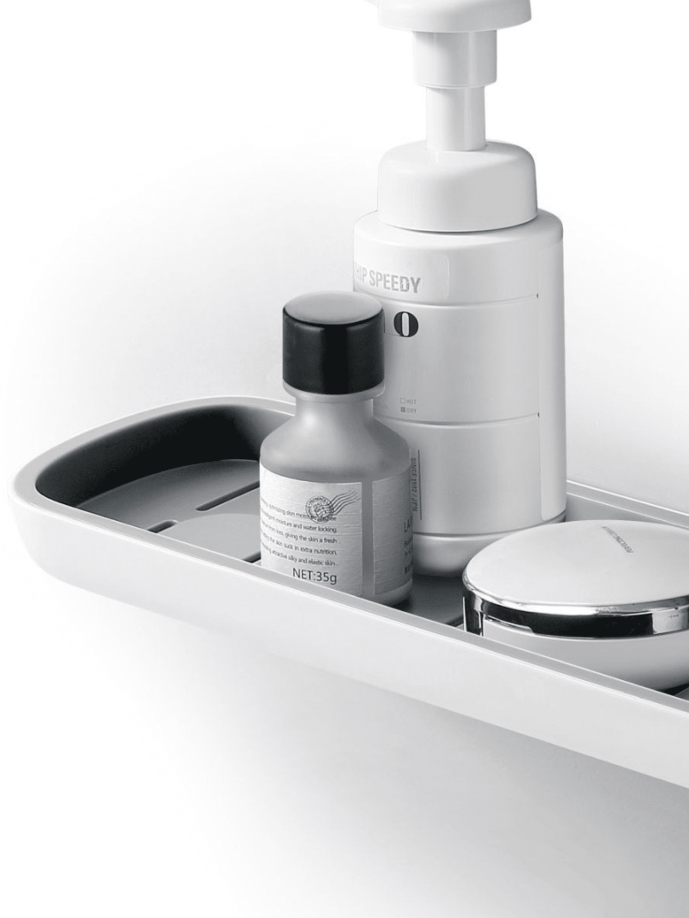 Полка большая клеящаяся белая с серым MBM MY HOME модель BP-18 WHITE/GRAY Фото