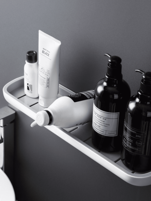 Полка большая клеящаяся белая с серым MBM MY HOME модель BP-18 WHITE/GRAY Фото