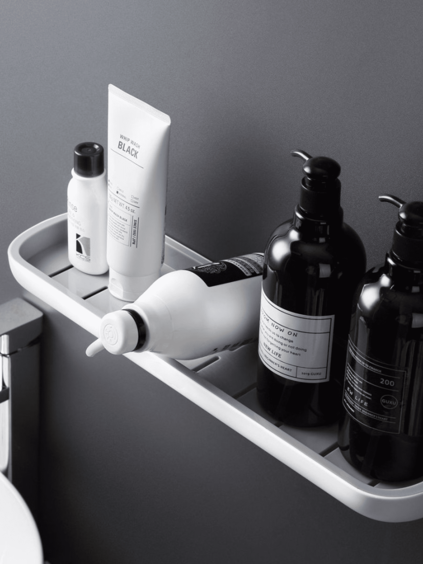 Полка большая клеящаяся белая с серым MBM HOME модель BP-18 WHITE/GRAY Фото