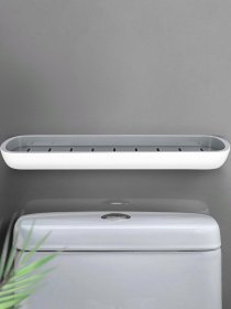 Полка большая клеящаяся белая с серым MBM HOME модель BP-18 WHITE/GRAY Фото