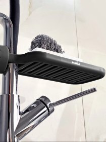 Полиця на душову штангу та змішувач з фіксатором чорна MBM HOME модель BP-22 BLACK Фото