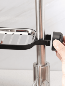 Полиця на душову штангу та змішувач з фіксатором чорна MBM HOME модель BP-22 BLACK Фото