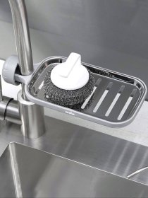 Полка на душевую штангу и смеситель с фиксатором серая MBM MY HOME модель BP-22 GRAY Фото