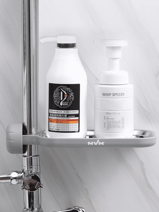 Полка на душевую штангу и смеситель с фиксатором серая MBM HOME модель BP-22 GRAY Фото