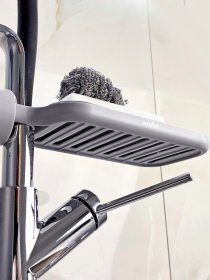 Полиця на душову штангу та змішувач з фіксатором сіра MBM HOME модель BP-22 GRAY Фото