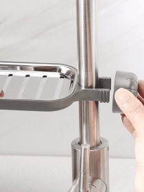 Полиця на душову штангу та змішувач з фіксатором сіра MBM HOME модель BP-22 GRAY Фото