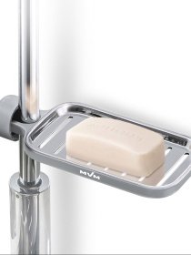 Полиця на душову штангу та змішувач з фіксатором сіра MBM HOME модель BP-22 GRAY Фото