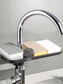 Полиця на душову штангу та змішувач з фіксатором чорна MBM HOME модель BP-23 BLACK Фото