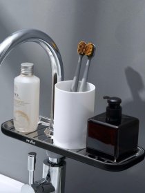 Полка на душевую штангу и смеситель с фиксатором черная MBM HOME модель BP-23 BLACK Фото